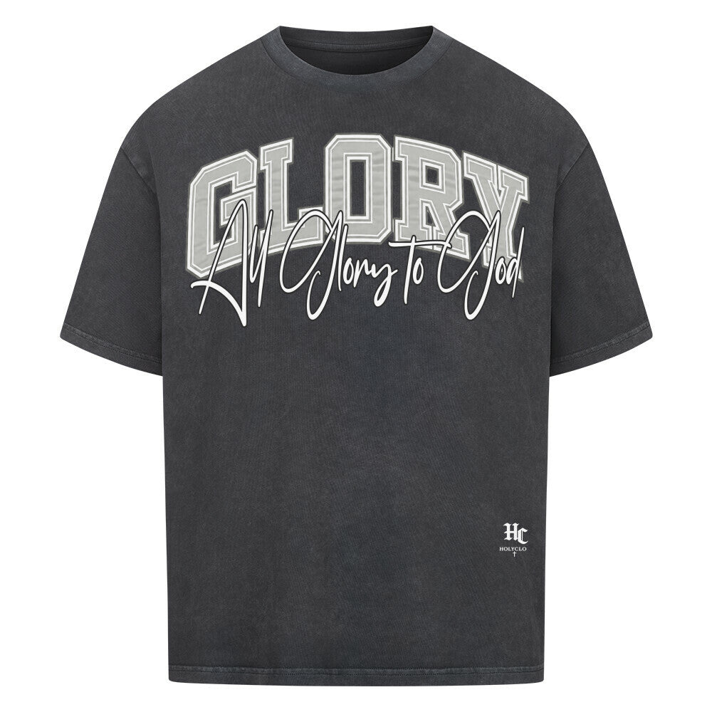 GLORY Oversized T-Shirt von Holyclo in Washed Black mit modernem christlichem Frontprint.