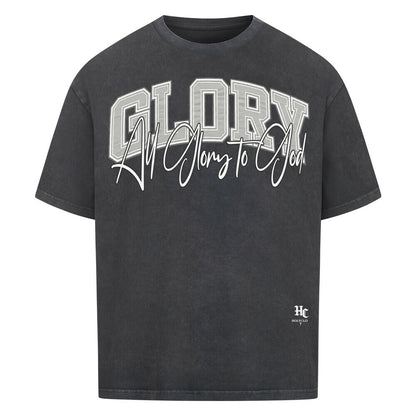 GLORY Oversized T-Shirt von Holyclo in Washed Black mit modernem christlichem Frontprint.