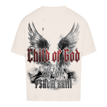 Holyclo Child of God Oversized Tee Creme – Rückseite des Produkts mit großem Child of God Backprint und Holyclo Schriftzug.