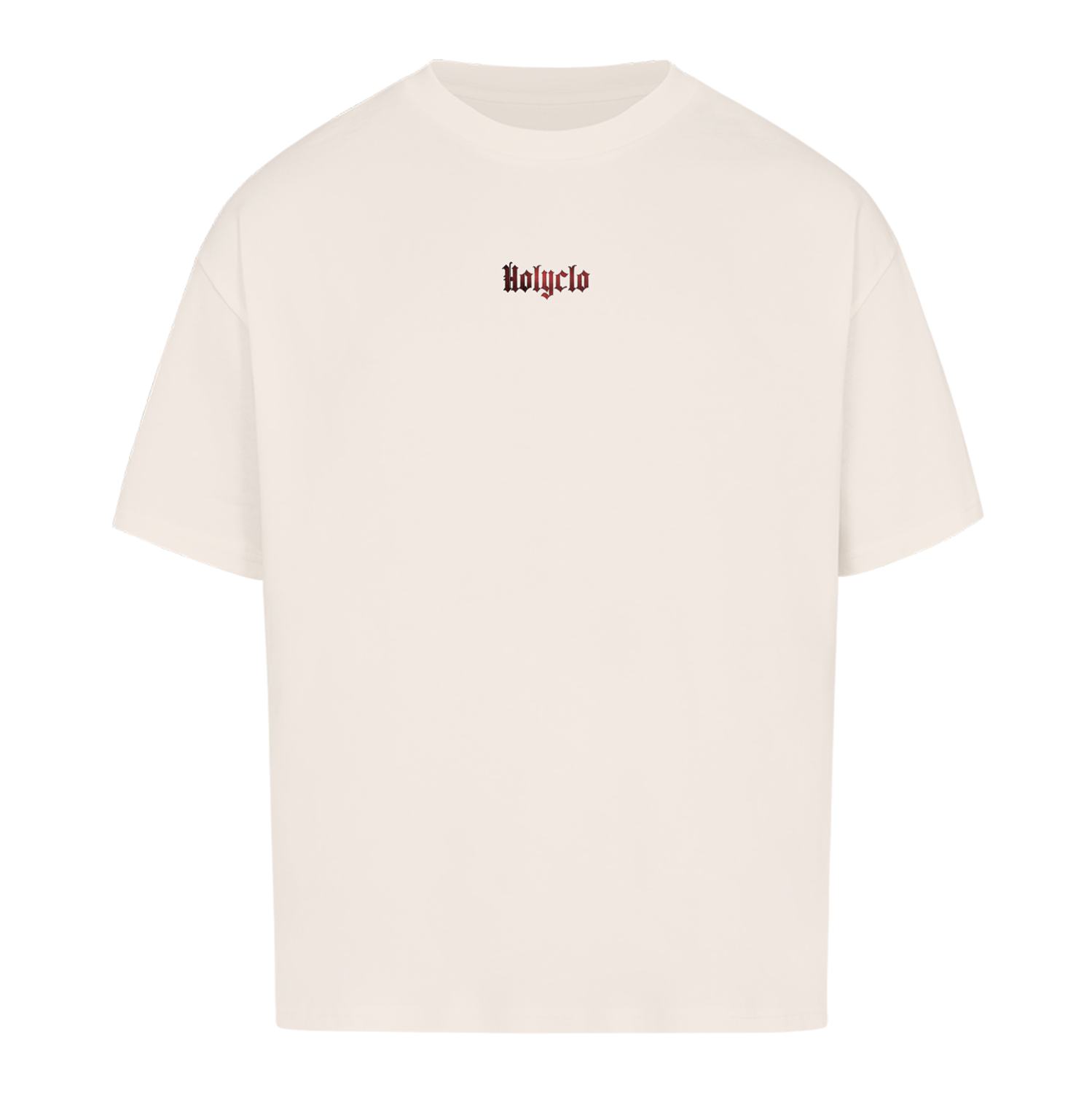 Holyclo Child of God Oversized Tee Creme – Vorderseite des Produkts mit dezentem Holyclo Logo auf der Brust.