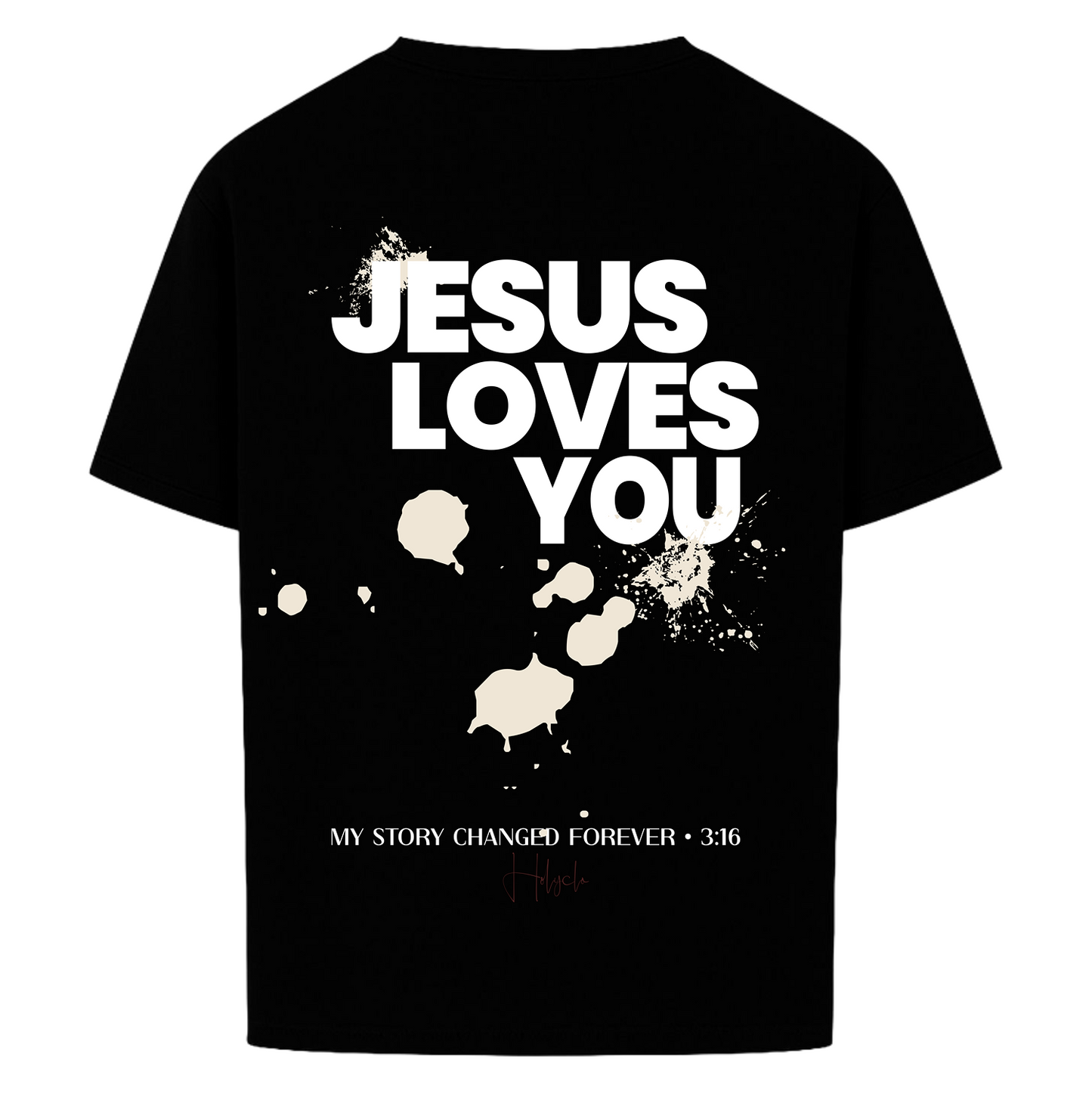 Jesus Loves U Oversized T-Shirt in Schwarz – Christliche Streetwear von Holyclo